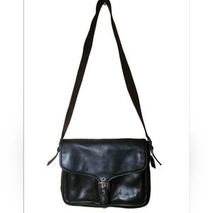 Black Leather Men's Messenger Bag